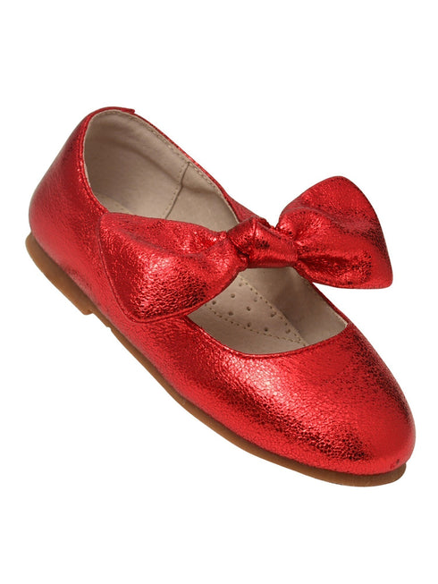 L`Amour Little Girls Red Celia Knotted Bow Mary Jane Shoes 5-10 Toddler - SophiasStyle.com